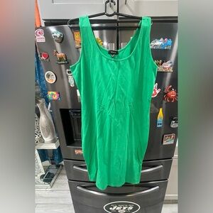 Forever 21 Bright Green Sleeveless Scoop-Neck Midi Dress